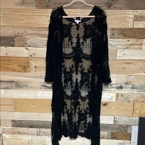Sweet Generis size M/L Black Sheer Soft Lace Kimono